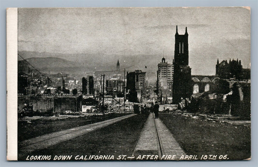 ST.FRANCISCO CA CALIFORNIA STREET AFTER FIRE ANTIQUE POSTCARD