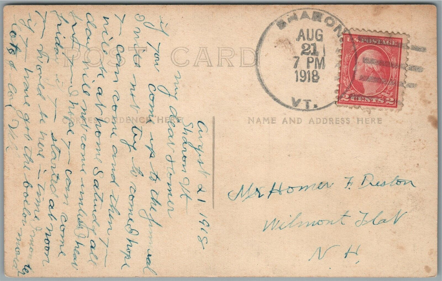 SHARON VT TROUT BROOK FALLS ANTIQUE REAL PHOTO POSTCARD RPPC