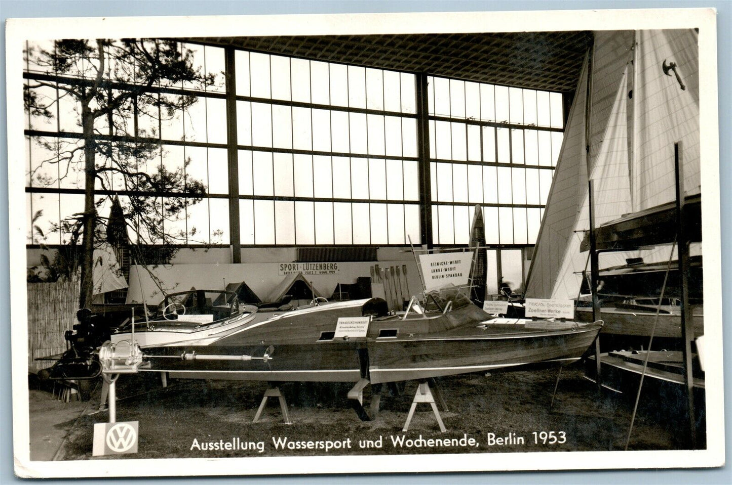 BERLIN GERMANY SPORT BOAT VINTAGE REAL PHOTO POSTCARD RPPC