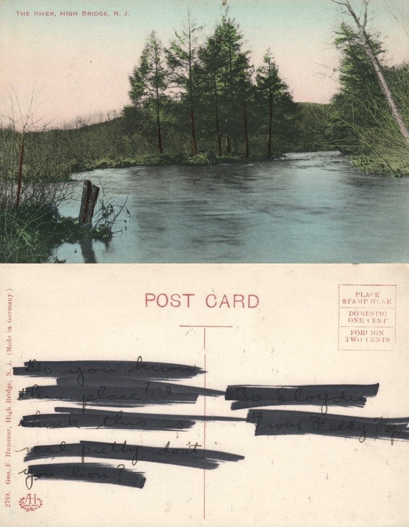 HIGH BRIDGE N.J. THE RIVER VINTAGE POSTCARD