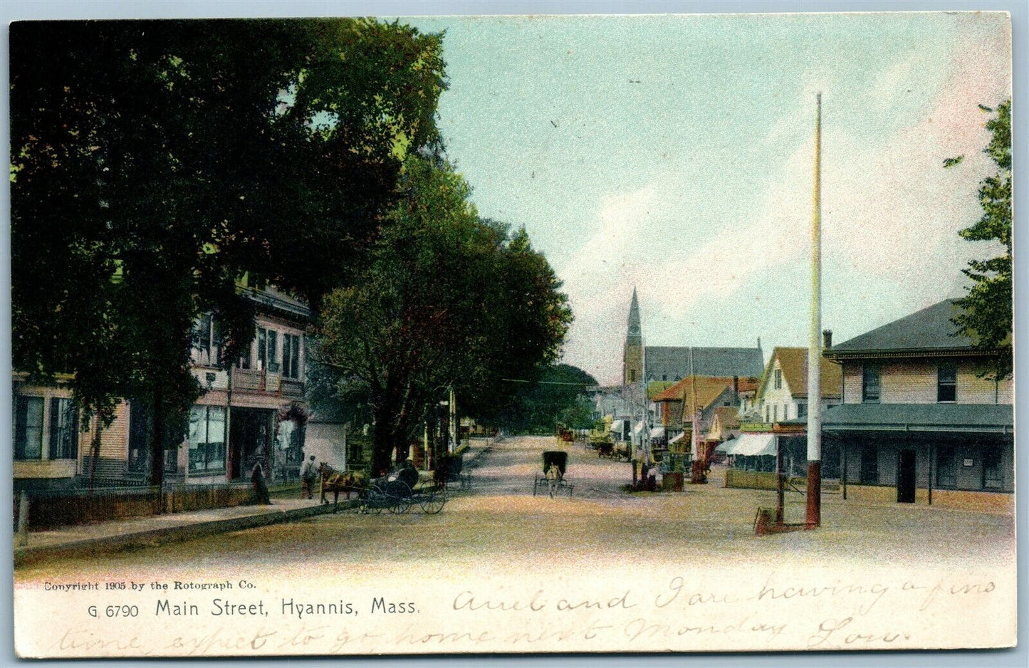 HYANNIS MA MAIN STREET ANTIQUE POSTCARD