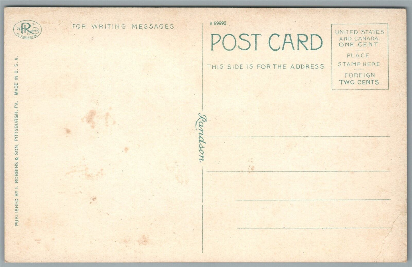 HARMONY PA ECONOMITE CHURCH ANTIQUE POSTCARD