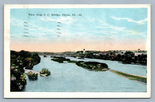 DIXON IL VIEW FROM I.C. BRIDGE ANTIQUE POSTCARD