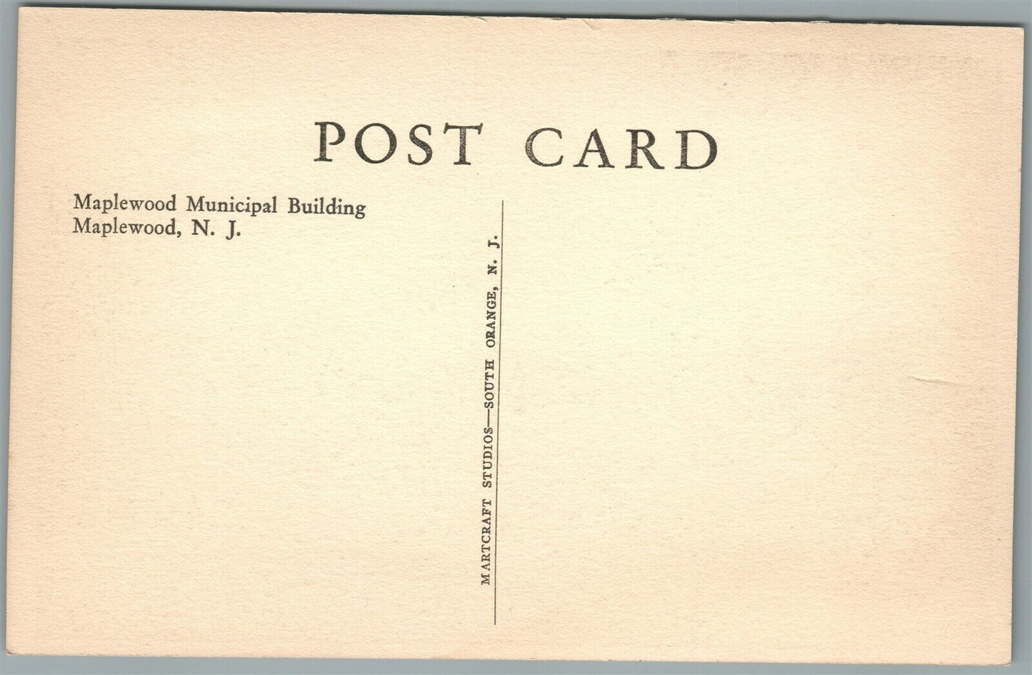 MAPLEWOOD NJ MUNICIPAL BUILDING VINTAGE POSTCARD