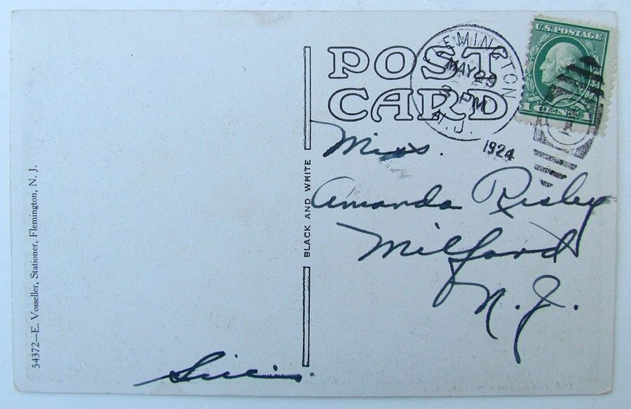 VINTAGE 1924 POSTCARD THE PARK FLEMINGTON NJ NEW JERSEY