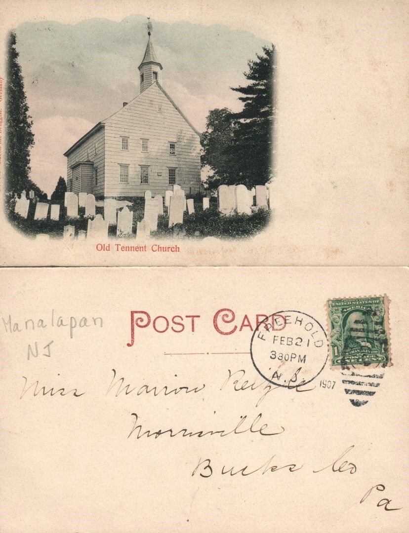 MANALAPAN N.J. OLD TENNENT CHURCH 1907 UNDIVIDED ANTIQUE POSTCARD