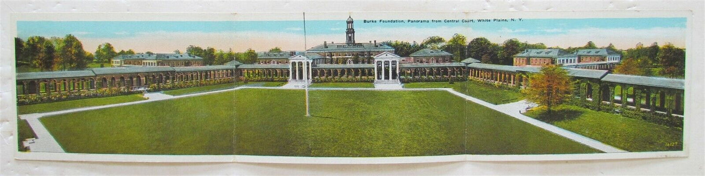 WHITE PLAINS NY BURKE FOUNDATION ANTIQUE DOUBLE FOLDING POSTCARD