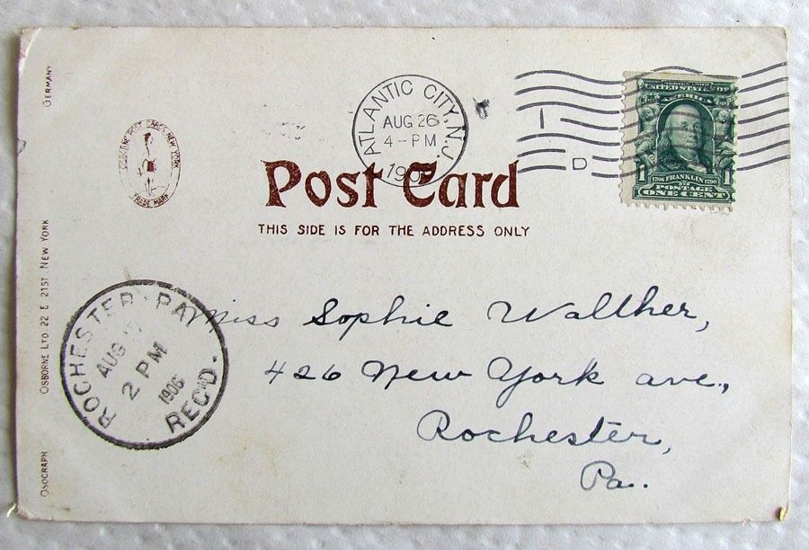 ATLANTIC CITY N.J. POST OFFICE 1906 ANTIQUE UNDIVIDED POSTCARD