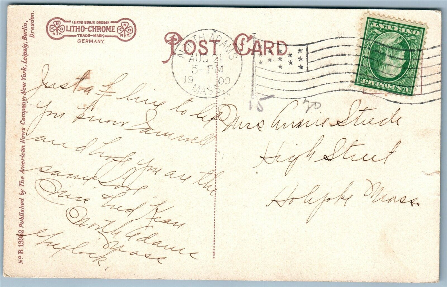 NORTH ADAMS MA METHODIST CHURCH ANTIQUE POSTCARD