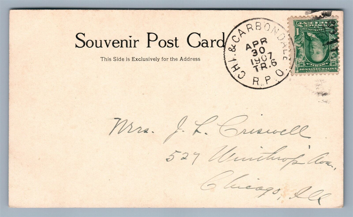 MATTOON IL HAWTHORNE SCHOOL 1907 UNDIVIDED ANTIQUE POSTCARD