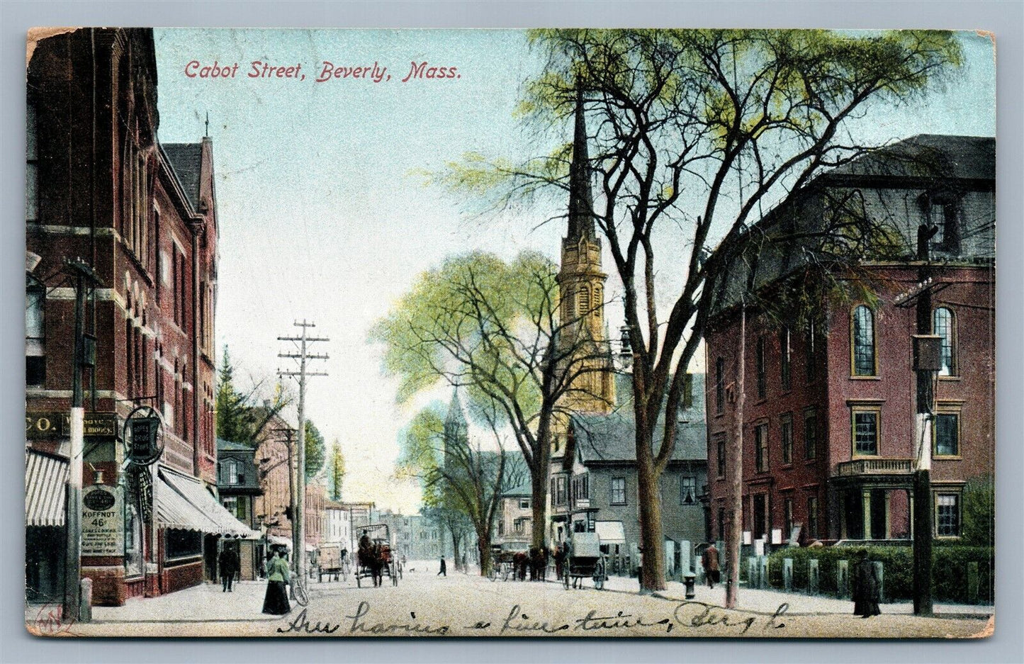 BEVERLY MA CABOT STREET ANTIQUE UNDIVIDED POSTCARD