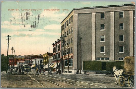BURLINGTON IA MAIN STREET ANTIQUE POSTCARD