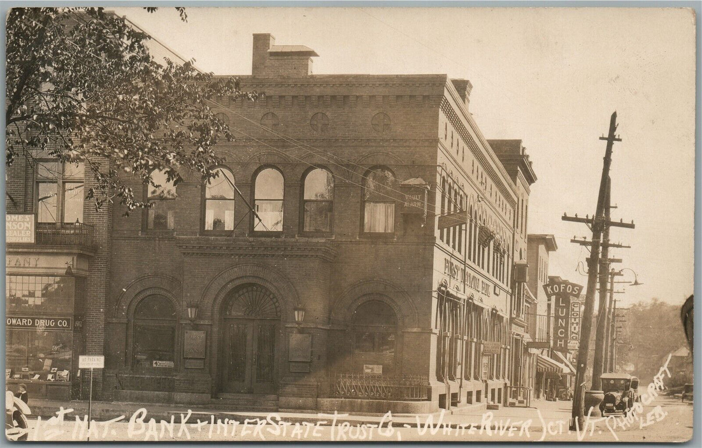 WHITE RIVER JUNCTION VT FIRST NAT'L BANK ANTIQUE REAL PHOTO POSTCARD RPPC