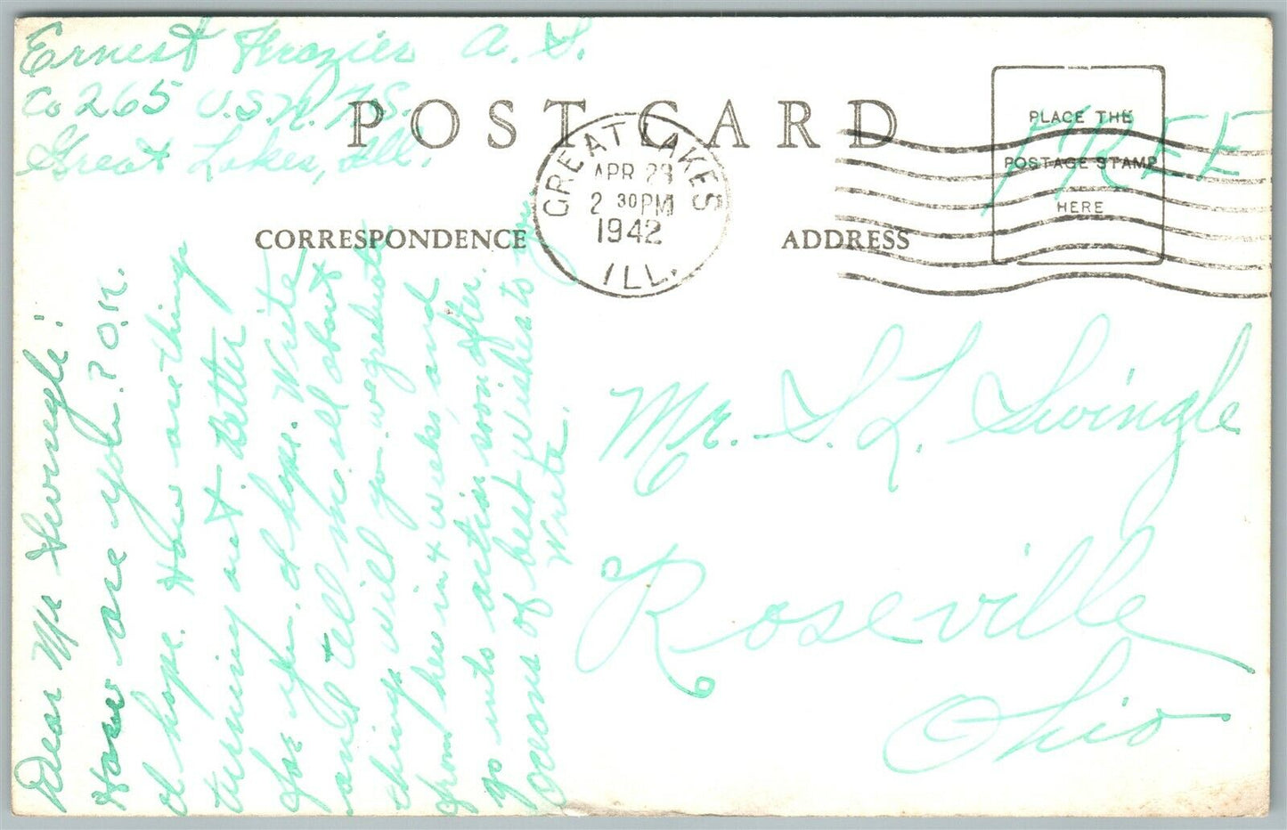 GREAT LAKES IL 1942 VINTAGE REAL PHOTO POSTCARD RPPC FLAG FORMATION by SAILORS