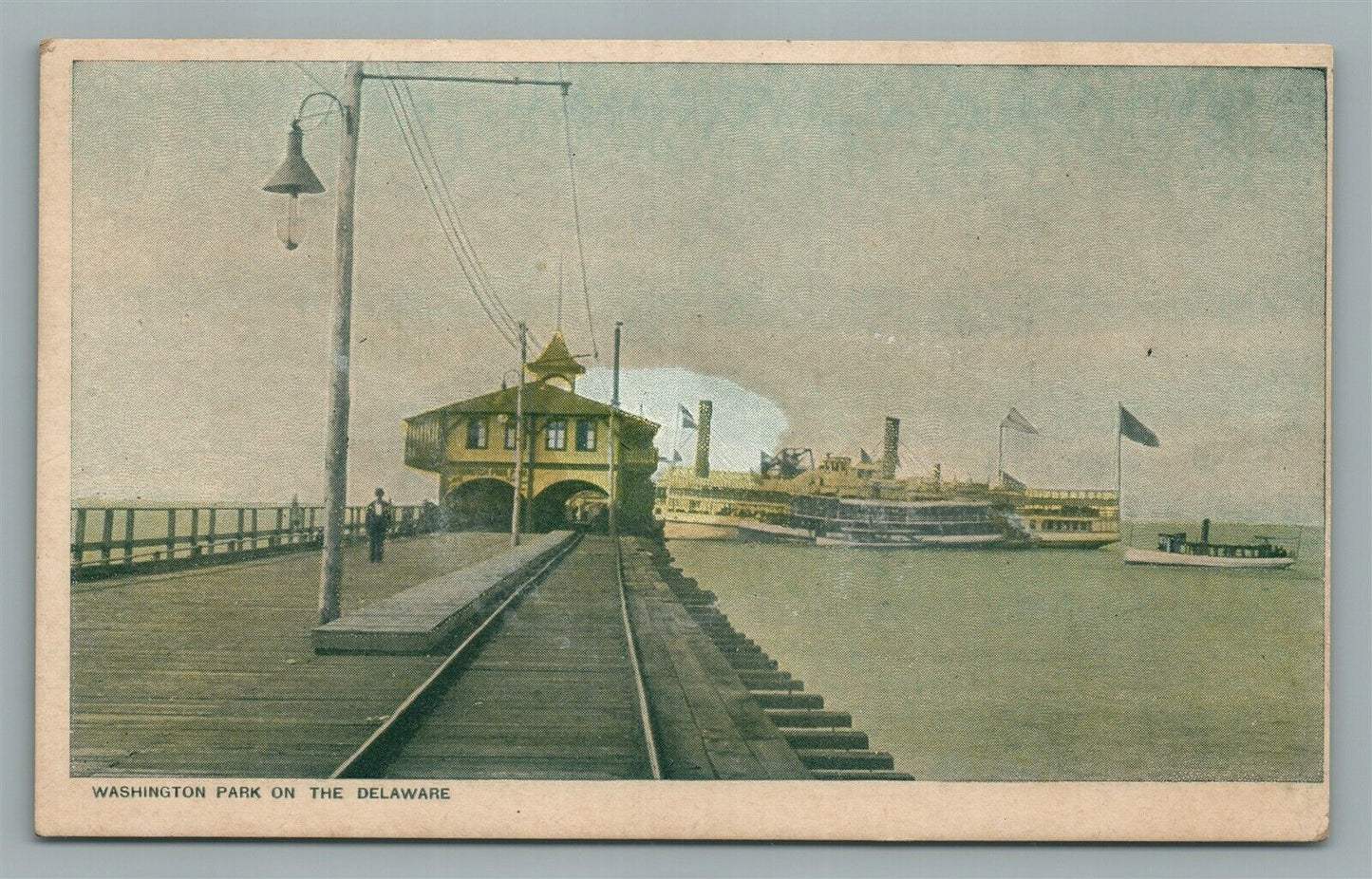 WESTVILLE WASHINGTON PARK ON DELAWARE NJ PIER ANTIQUE POSTCARD