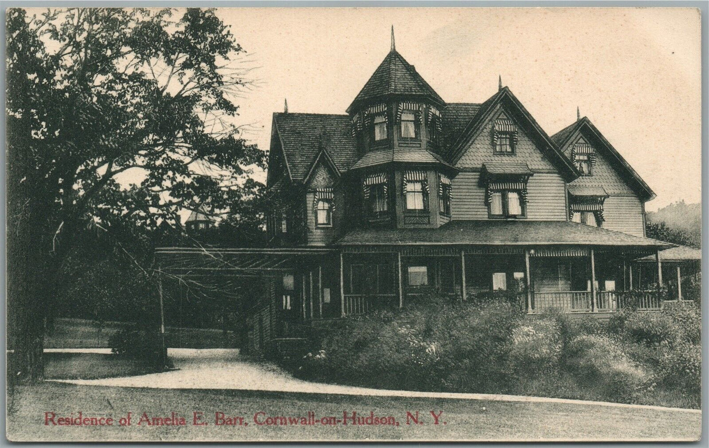 CORNWALL ON HUDSON NY RESIDENCE OF AMELIA BARR ANTIQUE POSTCARD