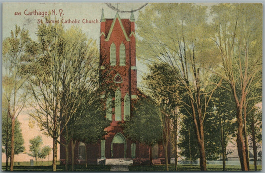 CATHAGE NY ST. JAMES CATHOLIC CHURCH ANTIQUE POSTCARD
