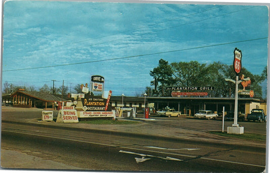 GAS STATION PLANTATION RESTAURANT & HOTEL FLORIDA VINTAGE POSTCARD