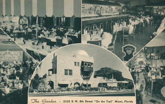 MIAMI FL THE GARDEN RESTAURANT VINTAGE POSTCARD