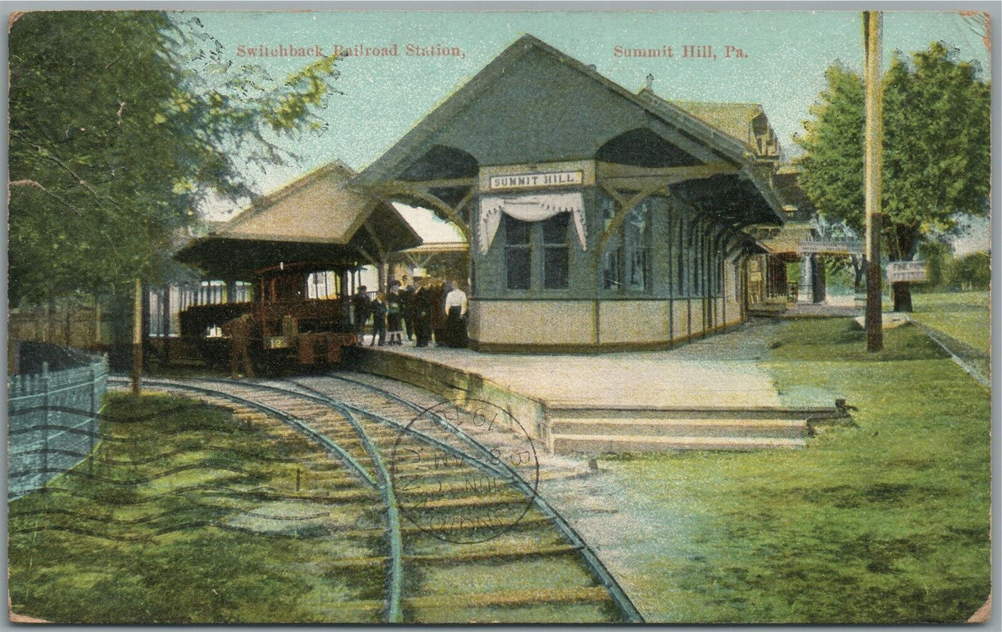 SUMMIT HILL PA RAILROAD STATION RAILWAY DEPOT ANTIQUE POSTCARD