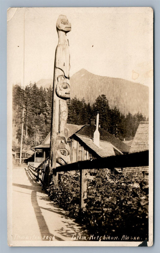AMERICAN NDIAN TOTEM KETCHIKAN AK ANTIQUE REAL PHOTO POSTCARD RPPC