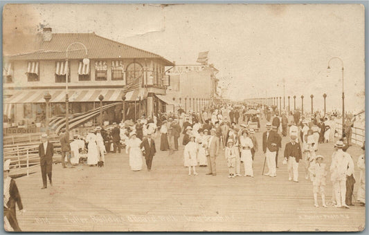 LONG BEACH NY FULLER BUILDING & BOARDWALK ANTIQUE REAL PHOTO POSTCARD RPPC