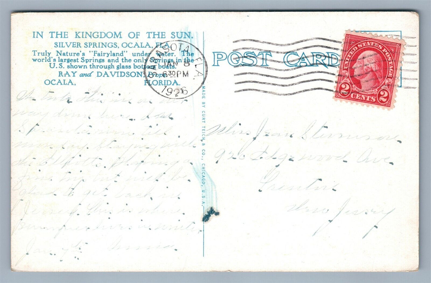 SILVER SPRINGS FL JACKSONVILLE SEMINOLE CANOE CLUB ANTIQUE POSTCARD