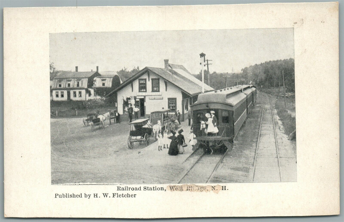 WEST RINGE NH RAILROAD STATION RAILWAY TRAIN DEPOT ANTIQUE POSTCARD
