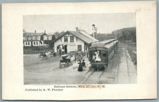 WEST RINGE NH RAILROAD STATION RAILWAY TRAIN DEPOT ANTIQUE POSTCARD