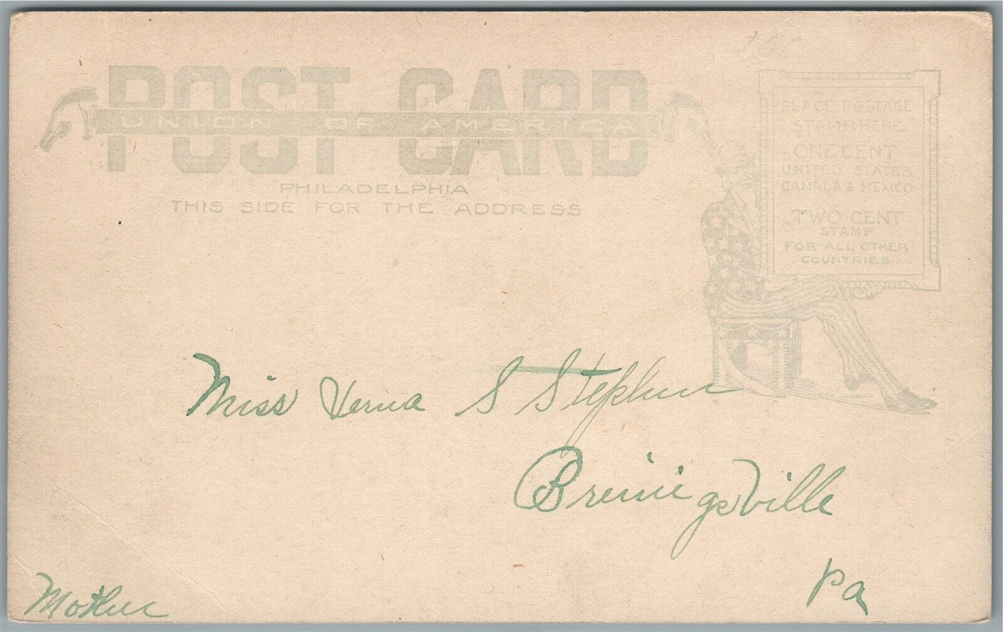 PHILADELPHIA PA POST OFFICE ANTIQUE POSTCARD