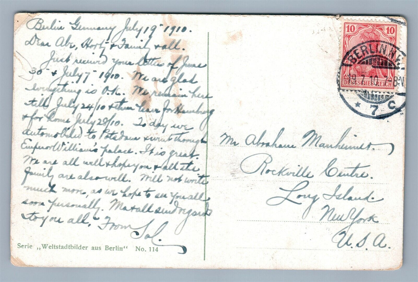 BERLIN GERMANY UNTER DEN LINDEN MILITARY PARADE 1910 ANTIQUE POSTCARD