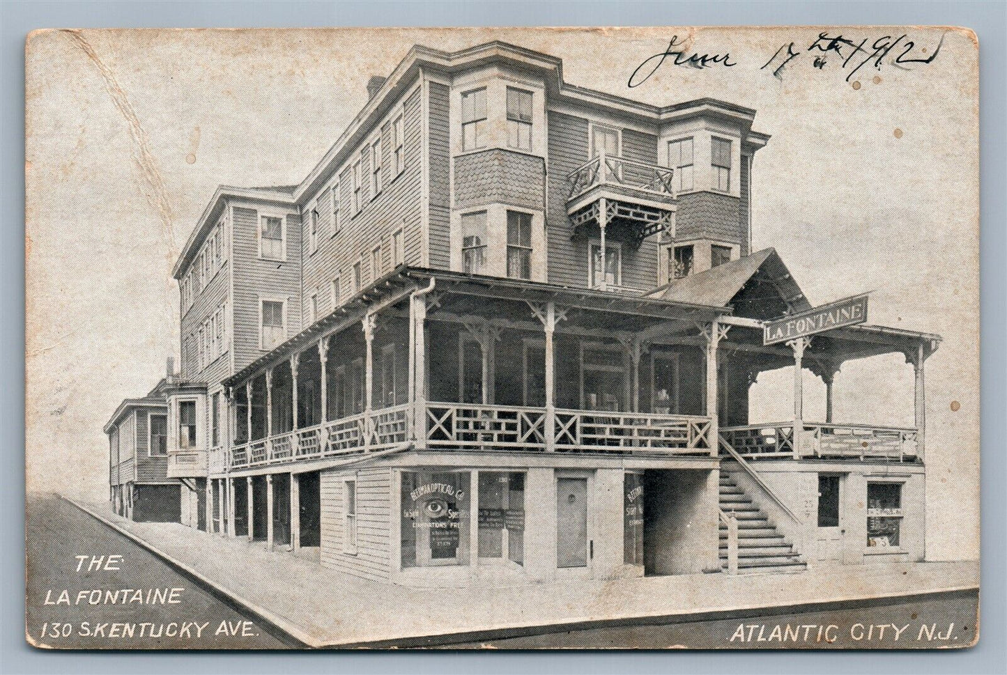 ATLANTIC CITY NJ LA FONTAINE HOTEL S.KENTUCKY AVE. ANTIQUE POSTCARD