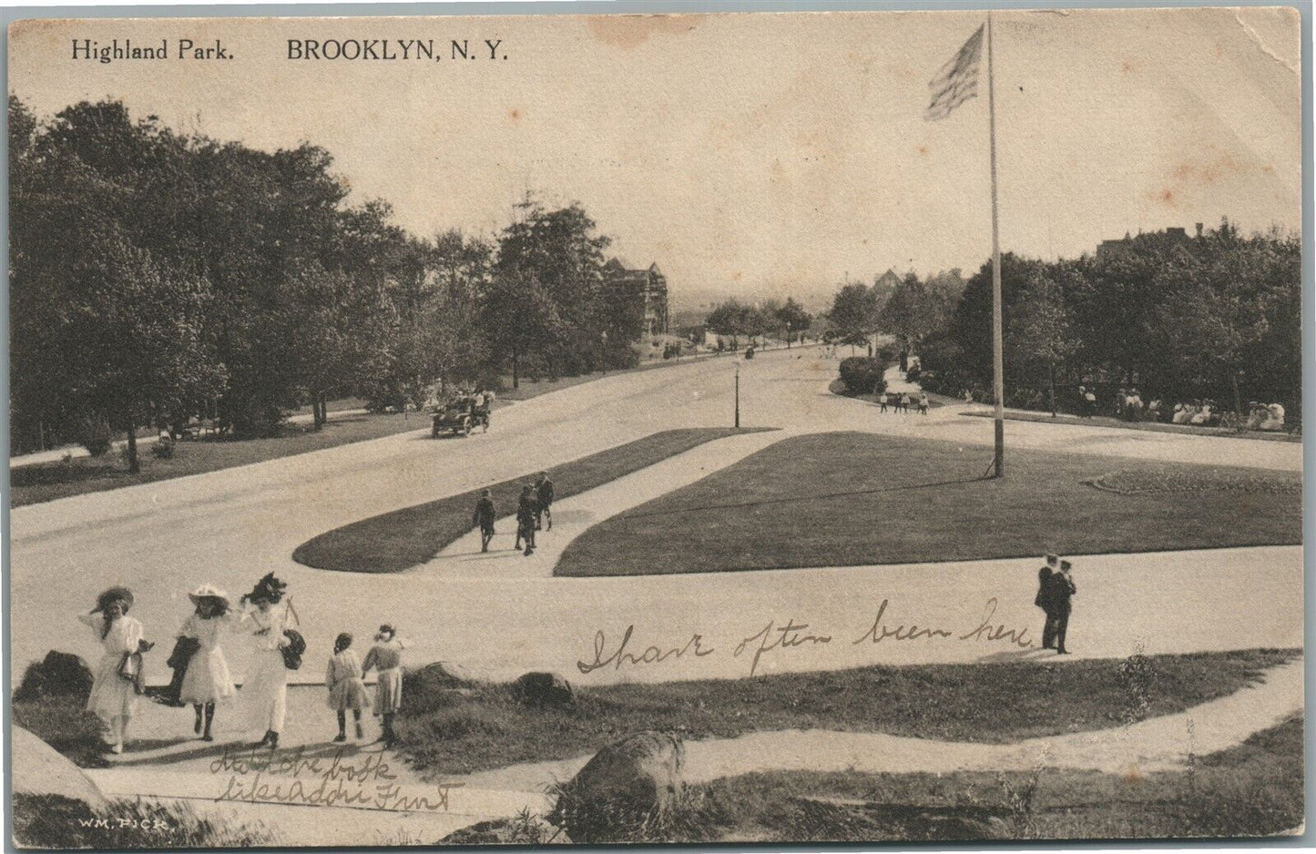 BOOKLYN NY HIGHLAND PARK ANTIQUE POSTCARD