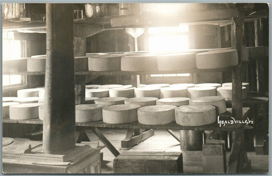HEALDVILLE VT CROWLEY CHEESE FACTORY INTERIOR ANTIQUE REAL PHOTO POSTCARD RPPC