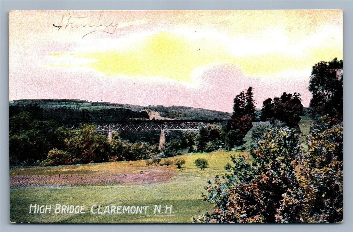 CLAREMONT NH HIGH BRIDGE ANTIQUE POSTCARD