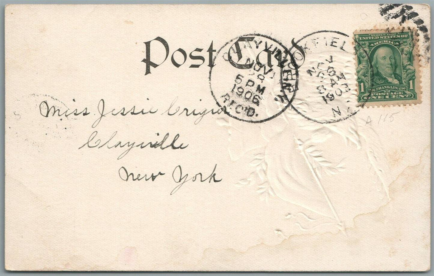 BROOKFIELD NY PATRIOTIC ANTIQUE POSTCARD