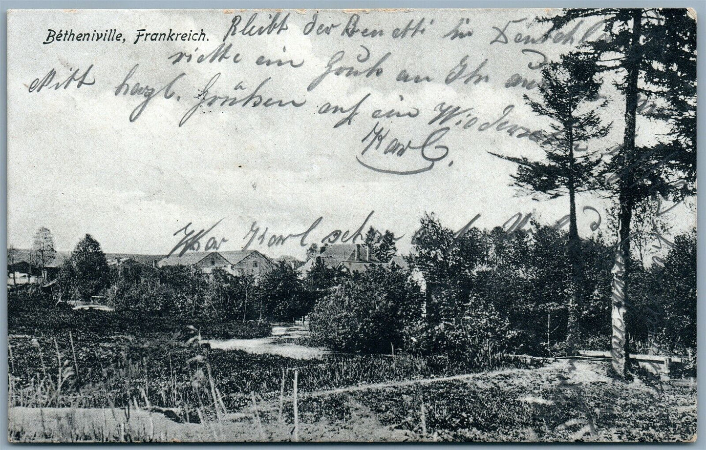 GERMAN WWI MILITARY FELDPOST ANTIQUE POSTCARD BETHENIVILLE FRANCE