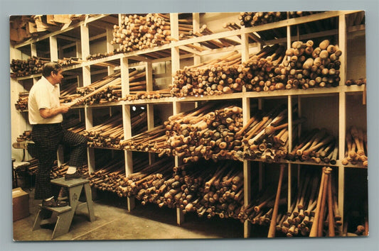 BASEBALL BATS PRODUCTION LOUISVILLE KY SLAGGER PARK VINTAGE POSTCARD