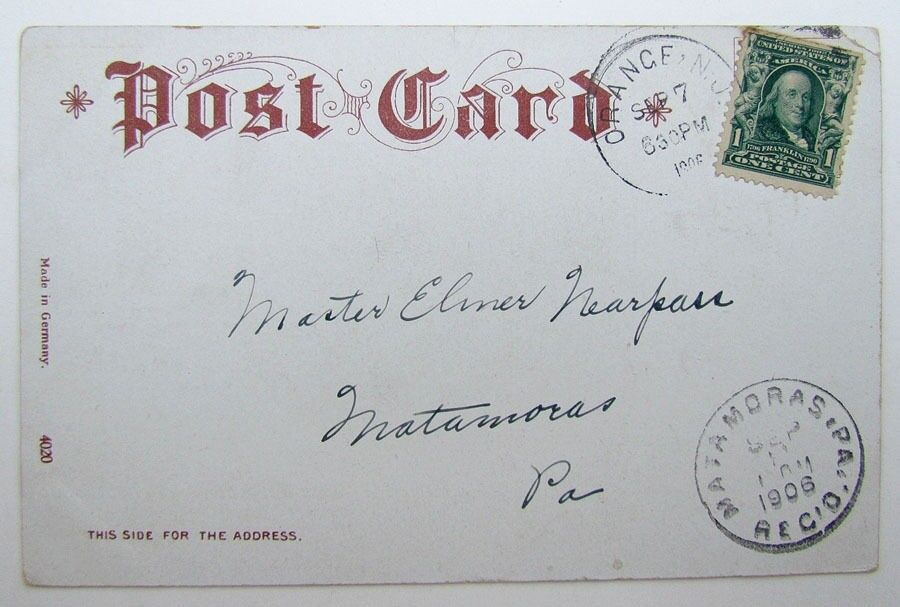 VINTAGE 1906 POSTCARD ORANGE MOUNTAIN RAILROAD CAR FROM EAGLE ROCK railway train