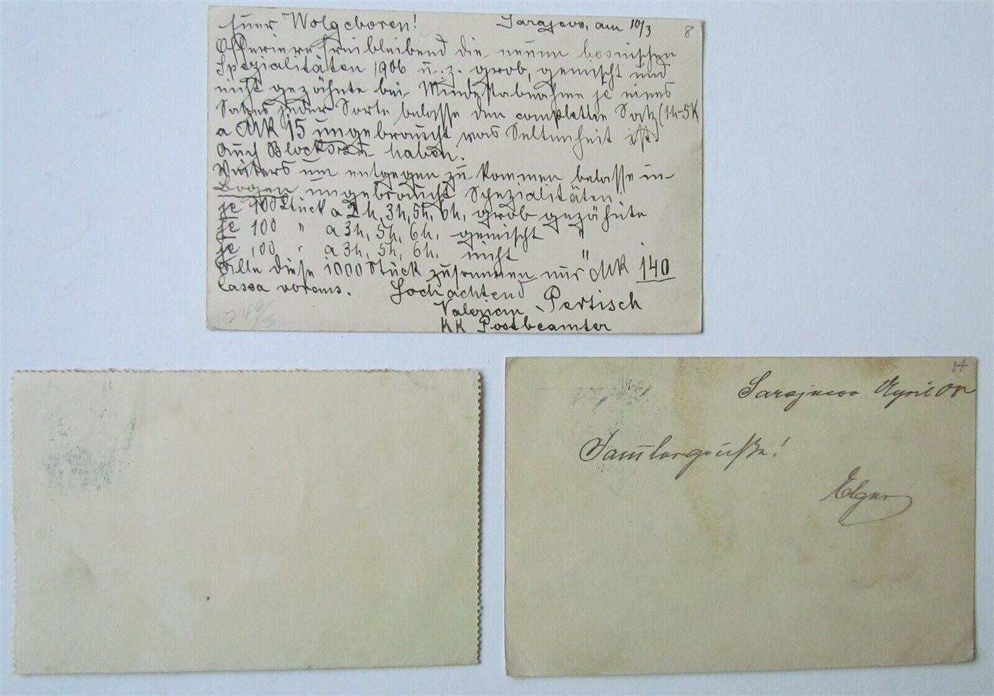 Bosnia and Herzegovina LOT OF 3 STATIONARY CARDS ANTIQUE POSTCARDS