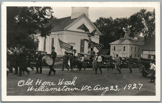 WILLIAMSTOWN VT FIRE STATION OLD HOME WEEK ANTIQUE REAL PHOTO POSTCARD RPPC