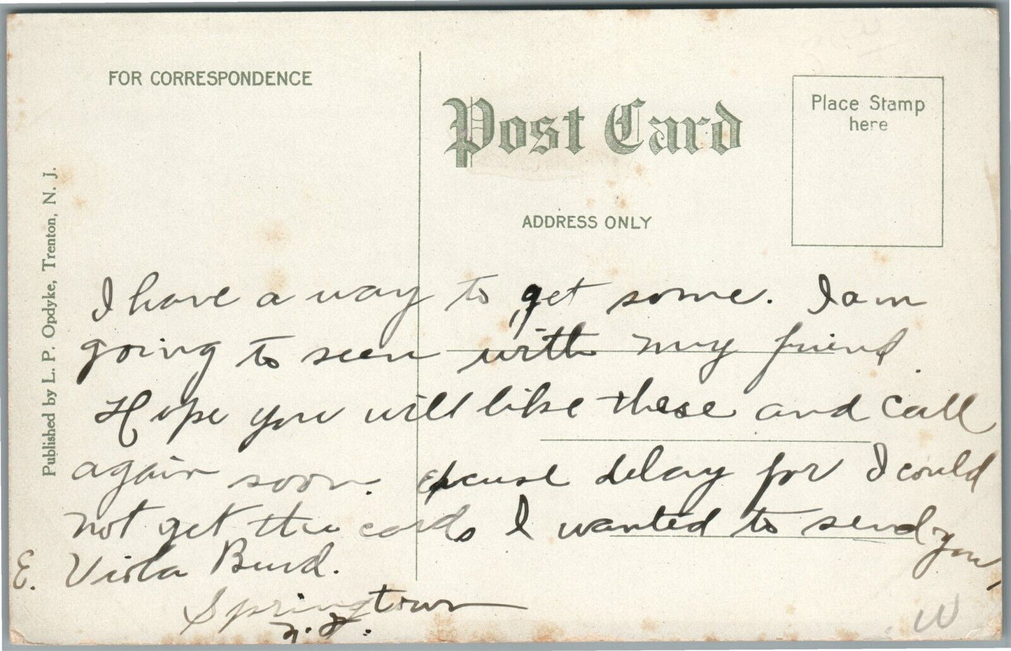 TRENTON NJ EAST STATE STREET ANTIQUE POSTCARD