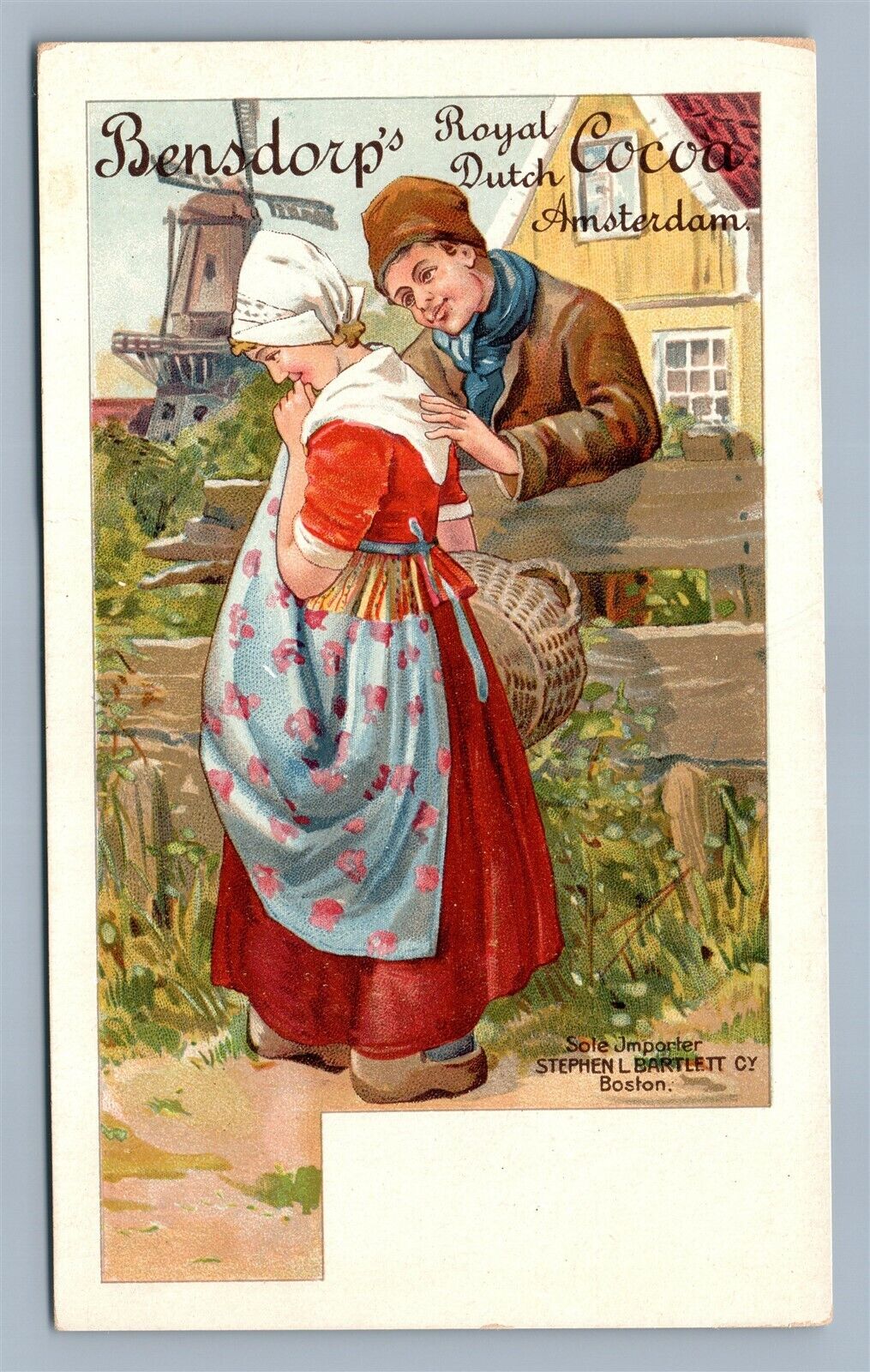 DUTCH COCOA S. BARLETT BOSTON MA ADVERTISING ANTIQUE POSTCARD PRIVATE MAIL CARD