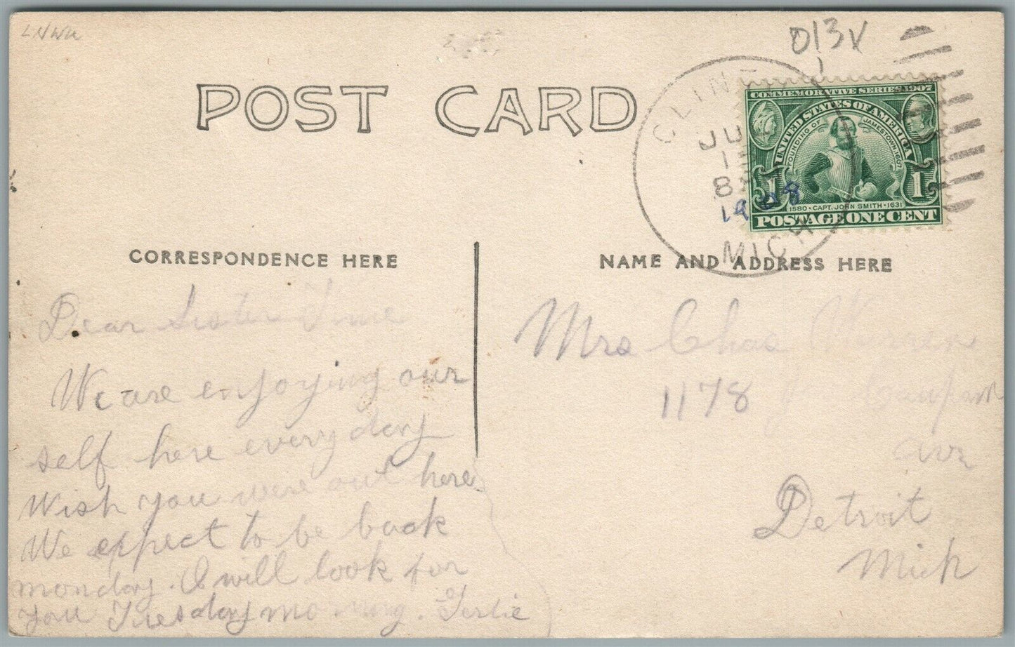 CLINTON MI MAIN STREET ANTIQUE REAL PHOTO POSTCARD RPPC