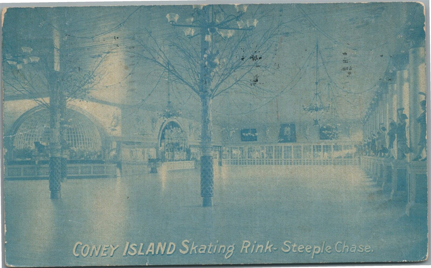 BROOKLYN NY CONEY ISLAND skating rink Steeple Chase ANTIQUE POSTCARD