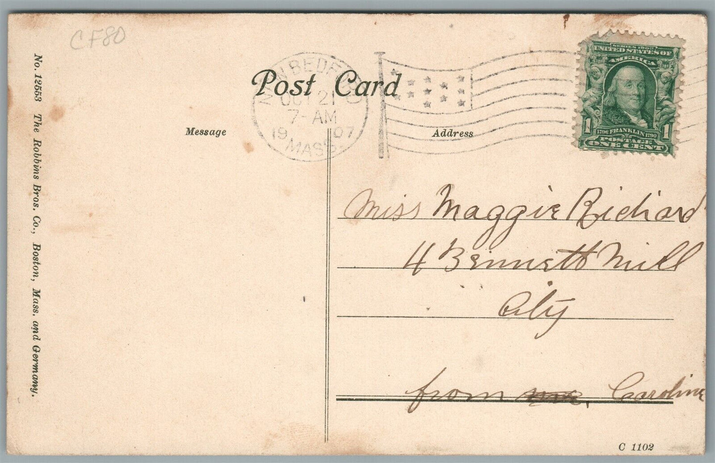 NEW BEDFORD MA ACUSHNET AVE. ANTIQUE POSTCARD