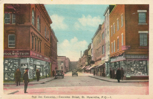 ST.HYACINTHE CANADA CASCADES STREET 1942 VINTAGE POSTCARD