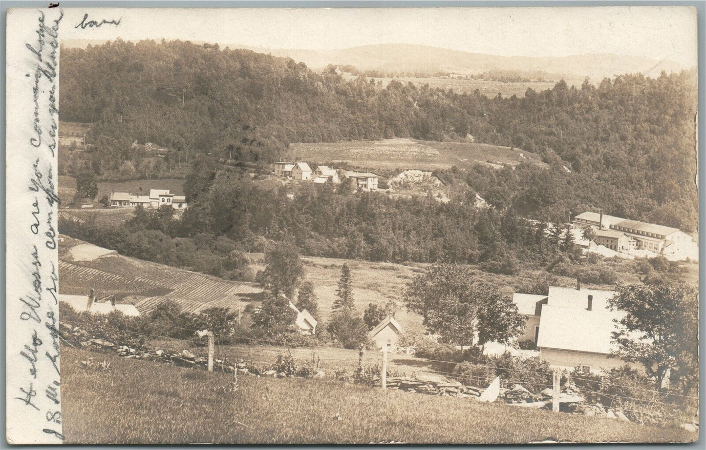 WILLIAMSTOWN VT BIRDS EYE VIEW 1907 ANTIQUE REAL PHOTO POSTCARD RPPC