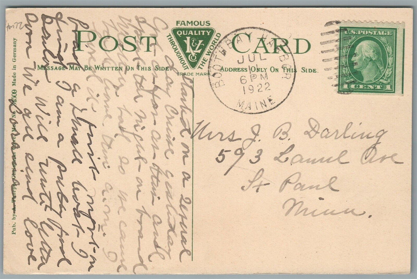CHRISTMAS COVE ME BOAT LANDING ANTIQUE POSTCARD