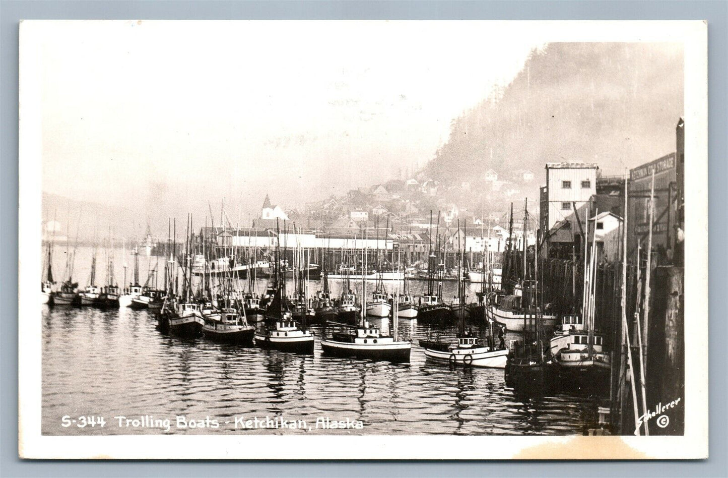 KETCHIKAN AK TROLLING BOATS VINTAGE REAL PHOTO POSTCARD RPPC